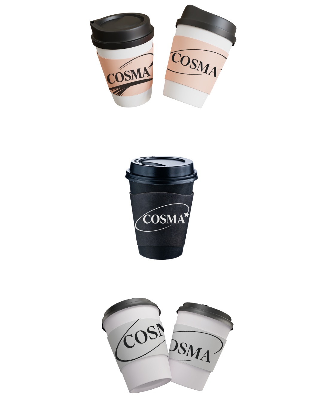 COSMA cup mockups pink black white